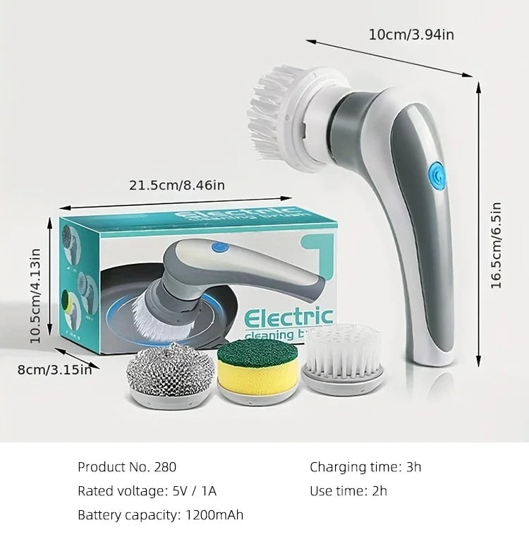 3-in-1 Multifunctional Electric Brush for Cleaning Sinks, Windows, Etc.-USB Charging, Rotating Sponge and Wire Brush