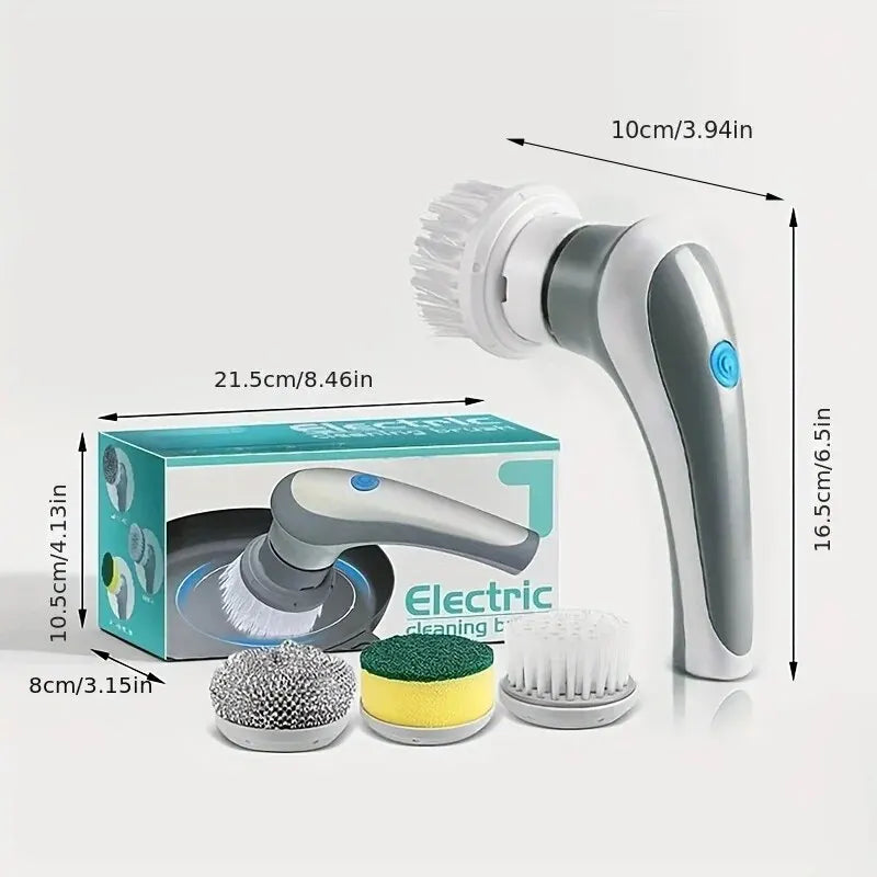 3-in-1 Multifunctional Electric Brush for Cleaning Sinks, Windows, Etc.-USB Charging, Rotating Sponge and Wire Brush