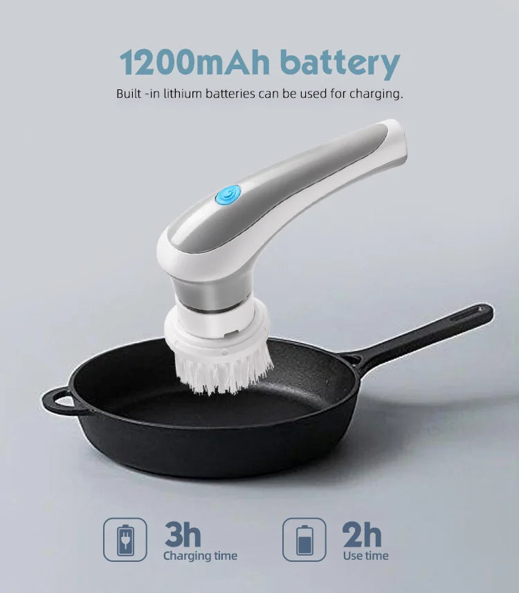 3-in-1 Multifunctional Electric Brush for Cleaning Sinks, Windows, Etc.-USB Charging, Rotating Sponge and Wire Brush