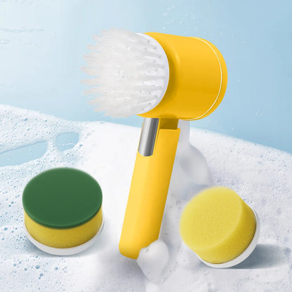 3-in-1 Multifunctional Electric Brush for Cleaning Sinks, Windows, Etc.-USB Charging, Rotating Sponge and Wire Brush