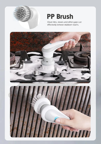 3-in-1 Multifunctional Electric Brush for Cleaning Sinks, Windows, Etc.-USB Charging, Rotating Sponge and Wire Brush
