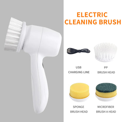 3-in-1 Multifunctional Electric Brush for Cleaning Sinks, Windows, Etc.-USB Charging, Rotating Sponge and Wire Brush